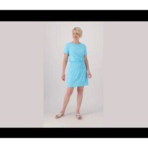 Candace Cameron Bure Breezy Cotton Smocked T-shirt Dress Size 1X Blue